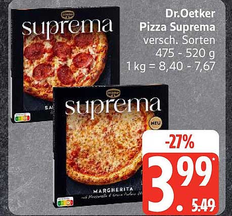 Dr. Oetker Pizza Suprema – verschiedene Sorten 475-520 g