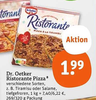 Dr. Oetker Ristorante Pizza, verschiedene Sorten