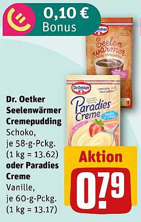 Dr. Oetker Seelenwärmer Cremepudding Schoko oder Paradies Creme Vanille