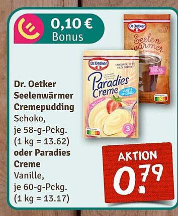 Dr. Oetker Seelenwärmer Cremepudding und Paradies Creme