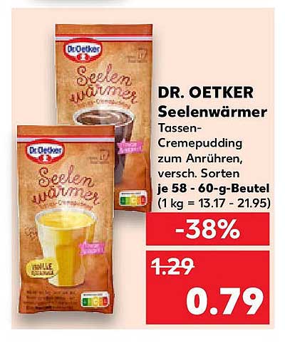 Dr. Oetker Seelenwärmer Tassen-Cremepudding, verschiedene Sorten