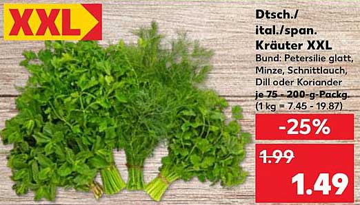 Dt./ital./span. Kräuter XXL - Bund: Petersilie, Minze, Schnittlauch, Dill oder Koriander