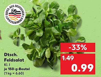 Dtsch. Feldsalat Kl. I je 150-g-Beutel