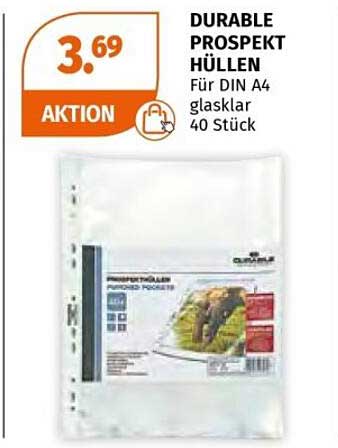 DURABLE PROSPEKT HÜLLEN für DIN A4, glasklar (40 Stück)