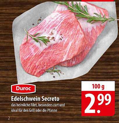Duroc Edelschwein Secreto - zart und saftig für Grill und Pfanne