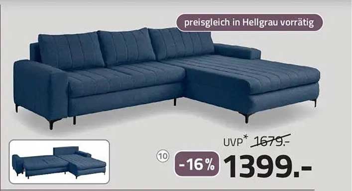Ecksofa im modernen Design - Preisgleich in Hellgrau erhältlich