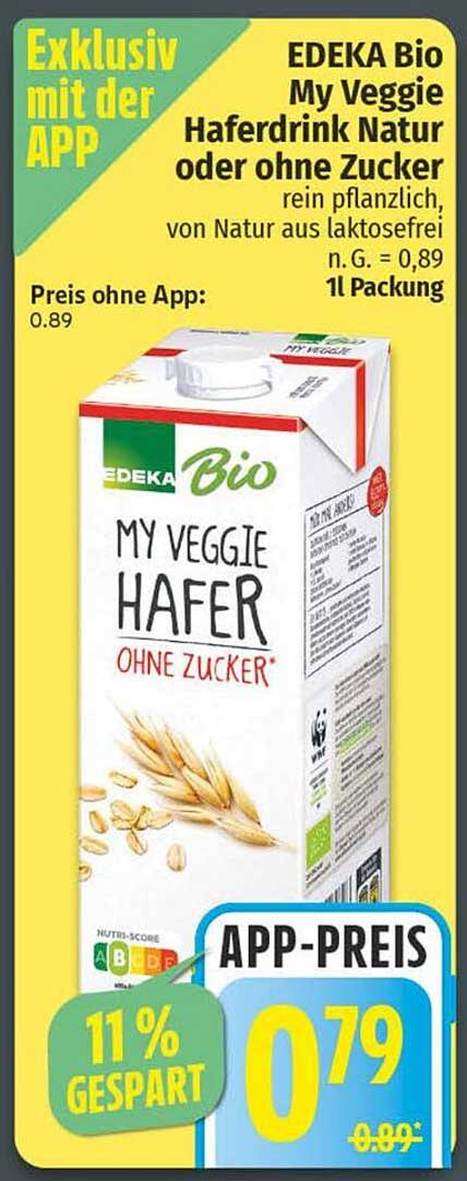 EDEKA Bio My Veggie Haferdrink Natur oder ohne Zucker