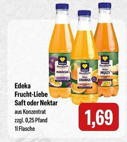 Edeka Frucht-Liebe Saft oder Nektar 1L Flasche