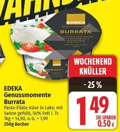 EDEKA Genussmomente Burrata 250g Becher