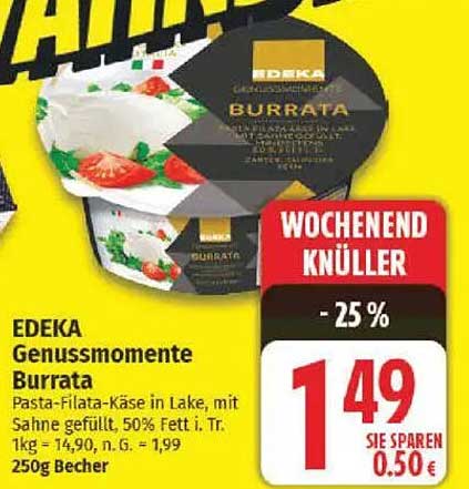 EDEKA Genussmomente Burrata - 250g Becher