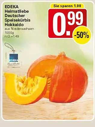 EDEKA Heimatliebe Deutscher Speisekürbis Hokkaido 1000g