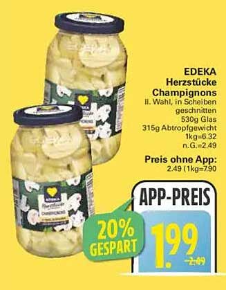 EDEKA Herzstücke Champignons II. Wahl, in Scheiben geschnitten 530g