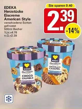 EDEKA Herzstücke Eiscreme American Style 500ml