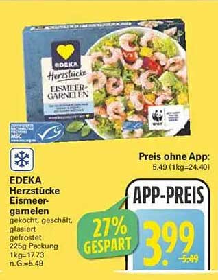 EDEKA Herzstücke Eiscreme-Garnelen 225g