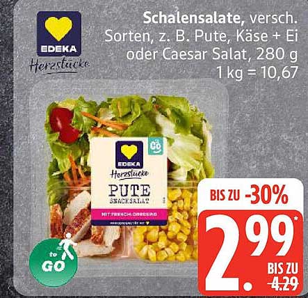 EDEKA Herztstücke Schalensalate, verschiedene Sorten, 280 g
