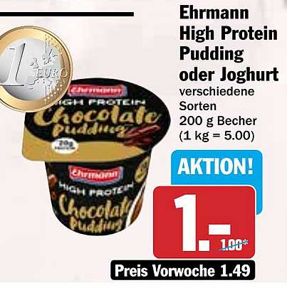 Ehrmann High Protein Pudding oder Joghurt – verschiedene Sorten