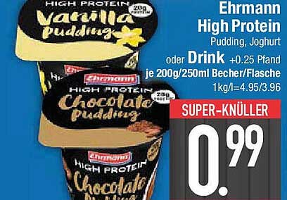 Ehrmann High Protein Pudding und Drink