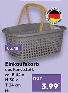 Einkaufskorb aus Kunststoff, ca. B 44 x H 30 x T 24 cm, je 18 l