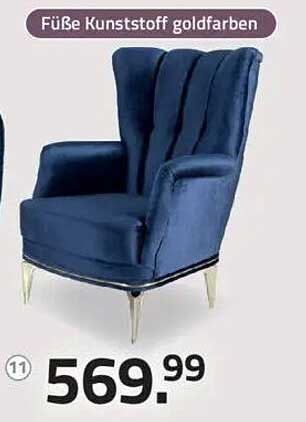 Eleganter Sessel mit goldfarbenen Füßen