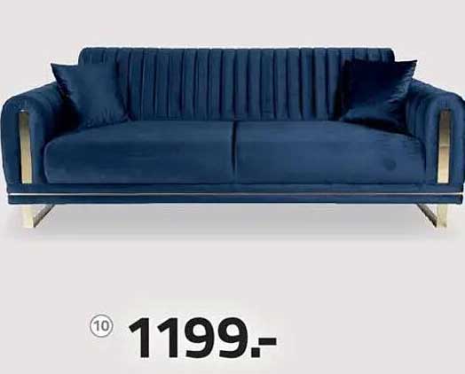 Elegantes Sofa in Blau mit Goldakzenten