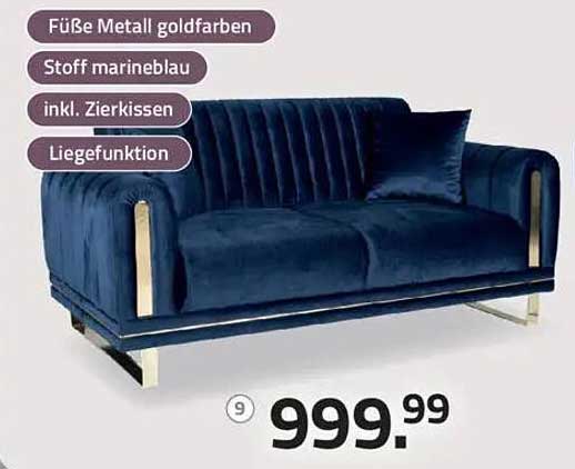 Elegantes Sofa in Marineblau mit Liegefunktion