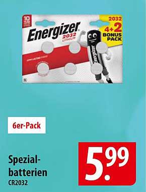 Energizer Spezialbatterien CR2032 – 6er-Pack