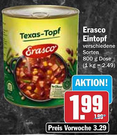 Erasco Eintopf - Texas-Topf, verschiedene Sorten, 800 g Dose