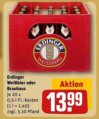 Erdinger Weißbier oder Brauhaus 20 x 0,5-l-Fl.-Kasten