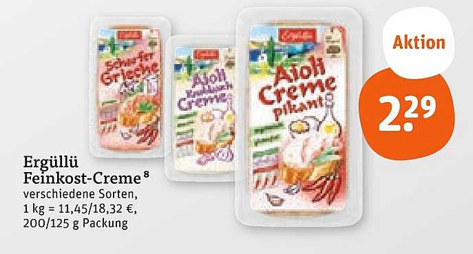 Ergüllü Feinkost-Creme, verschiedene Sorten, 200/125 g