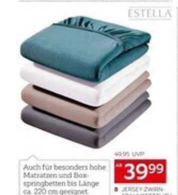 ESTELLA Jersey-Spannbettlaken für Matratzen bis 220 cm