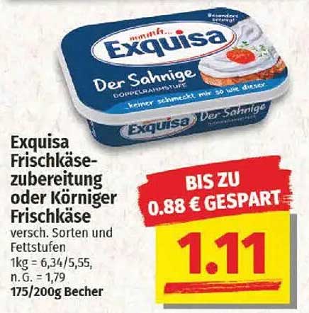 Exquisa Frischkäsezubereitung oder Körniger Frischkäse 175/200g Becher
