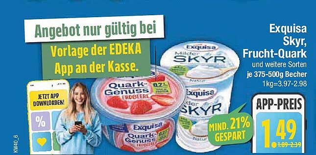 Exquisa Skyr, Frucht-Quark 375-500g Becher