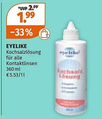 EYELIKE Kochsalzlösung für alle Kontaktlinsen 360 ml