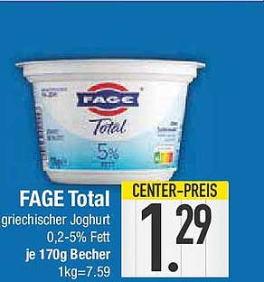 FAGE Total griechischer Joghurt 0,2-5% Fett je 170g Becher