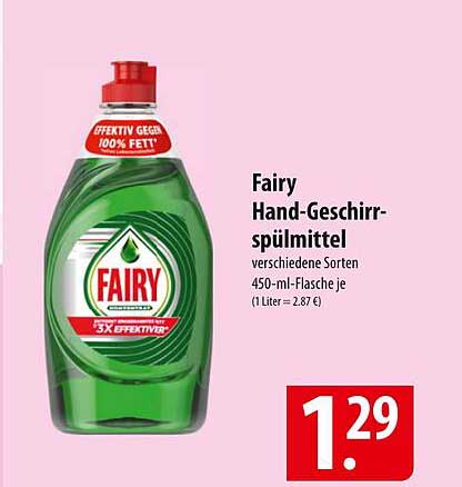 Fairy Hand-Geschirrspülmittel verschiedene Sorten 450-ml-Flasche je