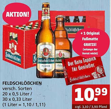 Feldschlößchen, verschiedene Sorten 20 x 0,5 Liter / 30 x 0,33 Liter