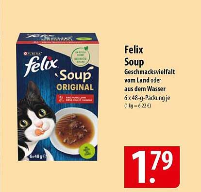 Felix Soup Geschmacksvielfalt vom Land oder aus dem Wasser 6 x 48-g-Packung