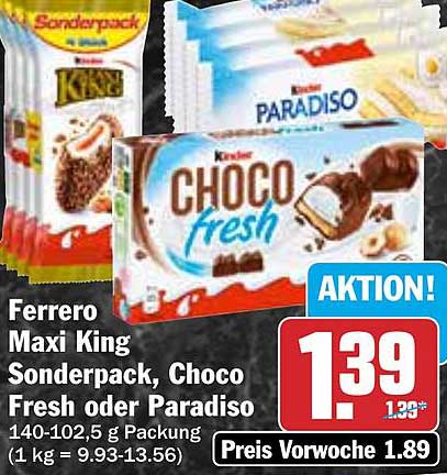 Ferrero Maxi King Sonderpack, Choco Fresh oder Paradiso