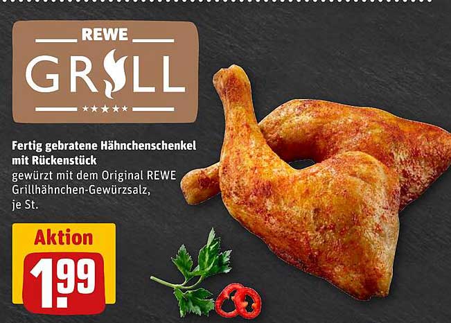 Fertig gebratene Hähnchenschenkel mit Rückenstück