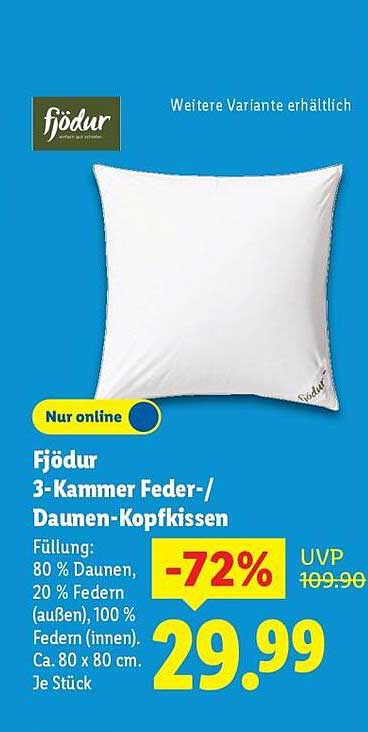 Fjödur 3-Kammer Feder-/Daunenkopfkissen