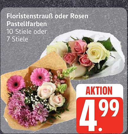 Floristenstrauß oder Rosen Pastellfarben 10 Stiele oder 7 Stiele
