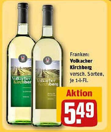 Franken: Volkacher Kirchberg versch. Sorten, je 1-l-Fl.