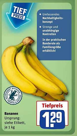 Frische Bananen, je 1 kg - Tiefpreis!