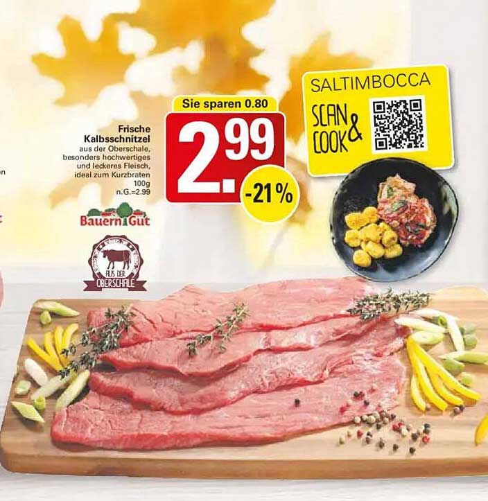 Frische Kalbsschnitzel aus der Oberschale