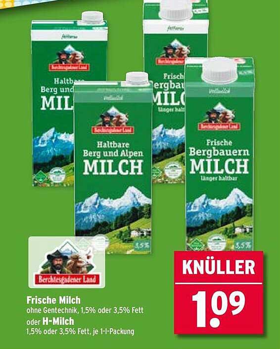 Frische Milch ohne Gentechnik – 1,5% oder 3,5% Fett
