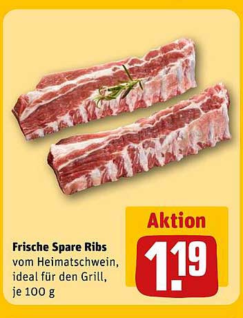 Frische Spare Ribs vom Heimatschwein, ideal für den Grill, je 100 g