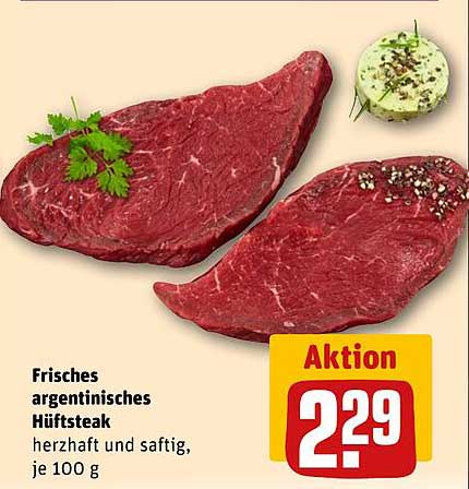 Frisches argentinisches Hüftsteak, herzhaft und saftig, je 100 g