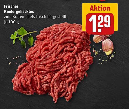 Frisches Rindergehacktes zum Braten, stets frisch hergestellt, je 100 g
