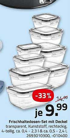 Frischhaltedosen-Set mit Deckel transparent, 4-teilig
