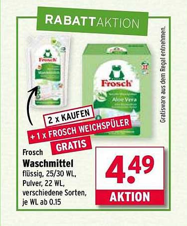 Frosch Waschmittel flüssig, 25/30 WL, Pulver, 22 WL, verschiedene Sorten - jetzt zuschlagen!